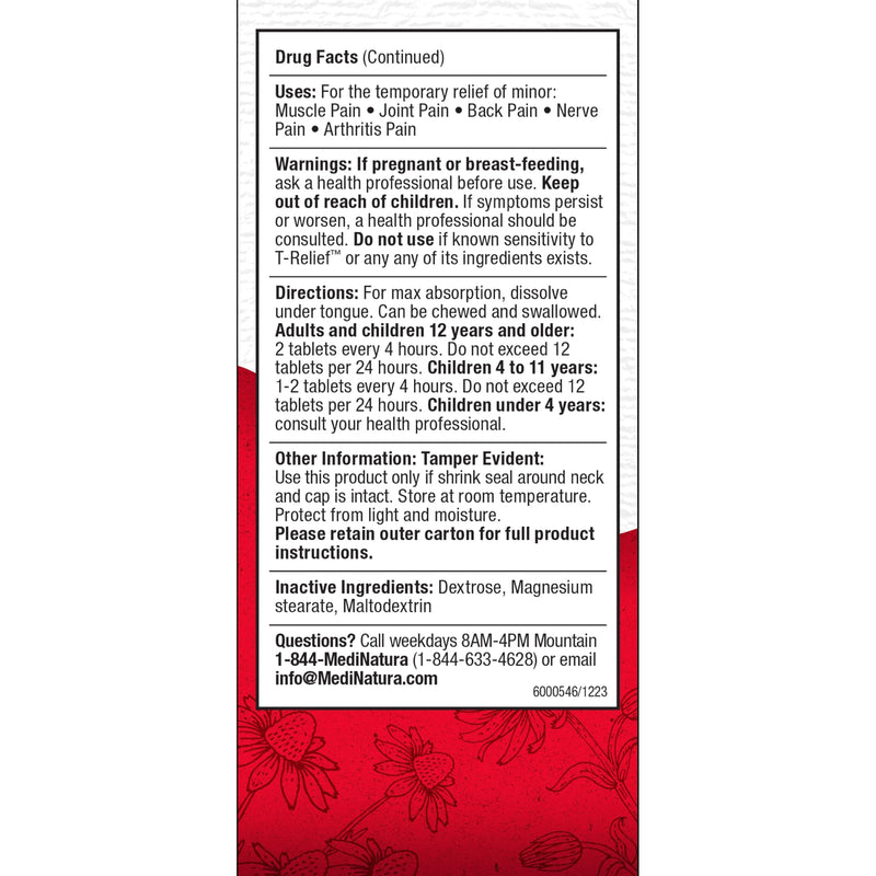 MediNatura T-Relief Arnica +12 Natural Actives – Whole Body, Fast-Acting Homeopathy (100 Tablets)