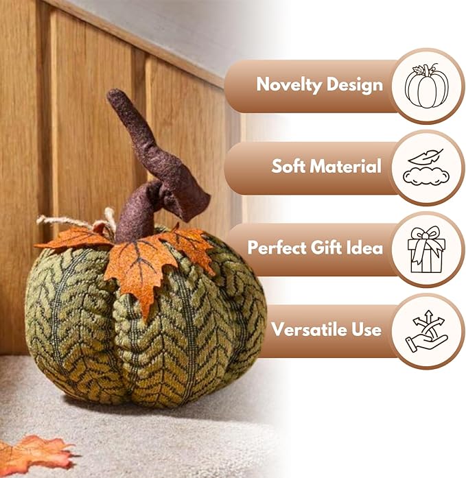 3 Pack Medium Plush Pumpkin Handcrafted Autumn Decorations