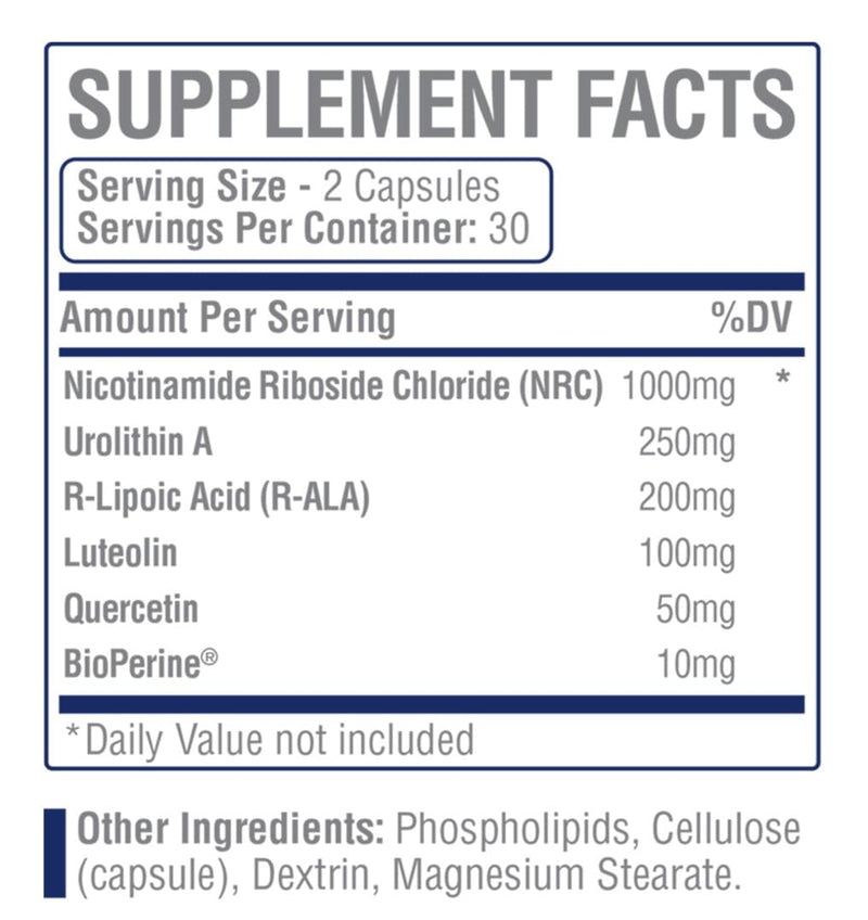 MEDIWEL N-Stac2 NAD+ Supplement – 1000mg NR + Urolithin A, 60 Capsules