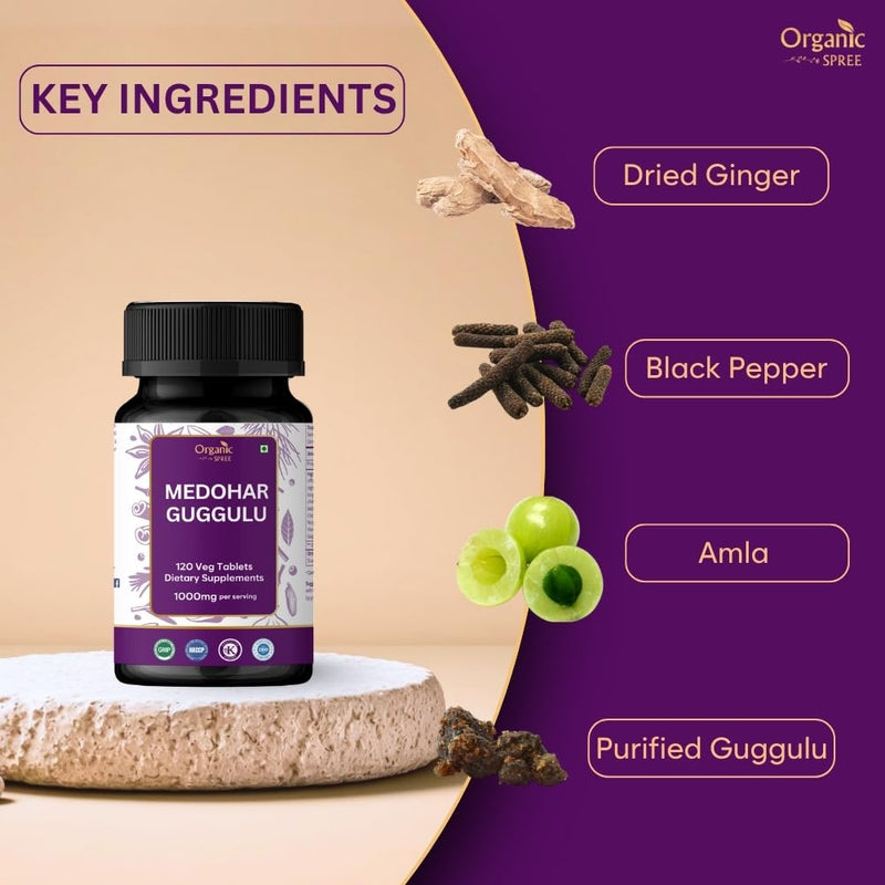 Organic Spree Medohar Guggulu 120 Tablets – Ayurvedic Metabolism & Immune Health (Pack of 2)