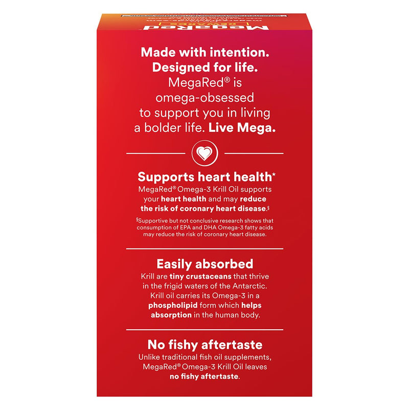 MegaRed Extra Strength Krill Oil 500mg - EPA/DHA, No Fishy Aftertaste | Heart Health, 80 Softgels (2 Pack)