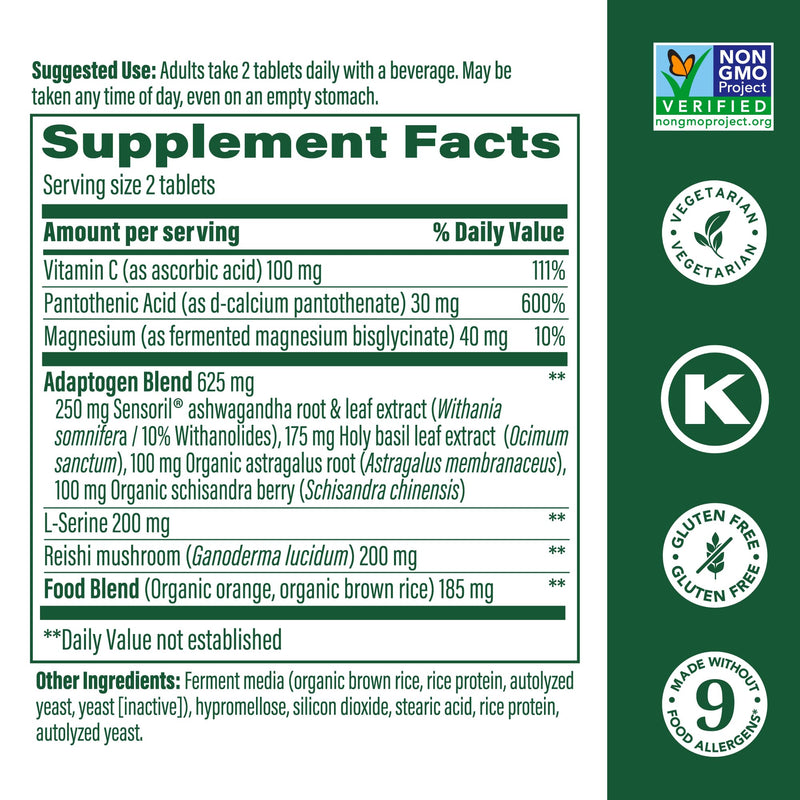 MegaFood Adrenal Strength - Adrenal Support with Ashwagandha, Magnesium Glycinate, Vitamin C | Vegetarian, 60 Tablets