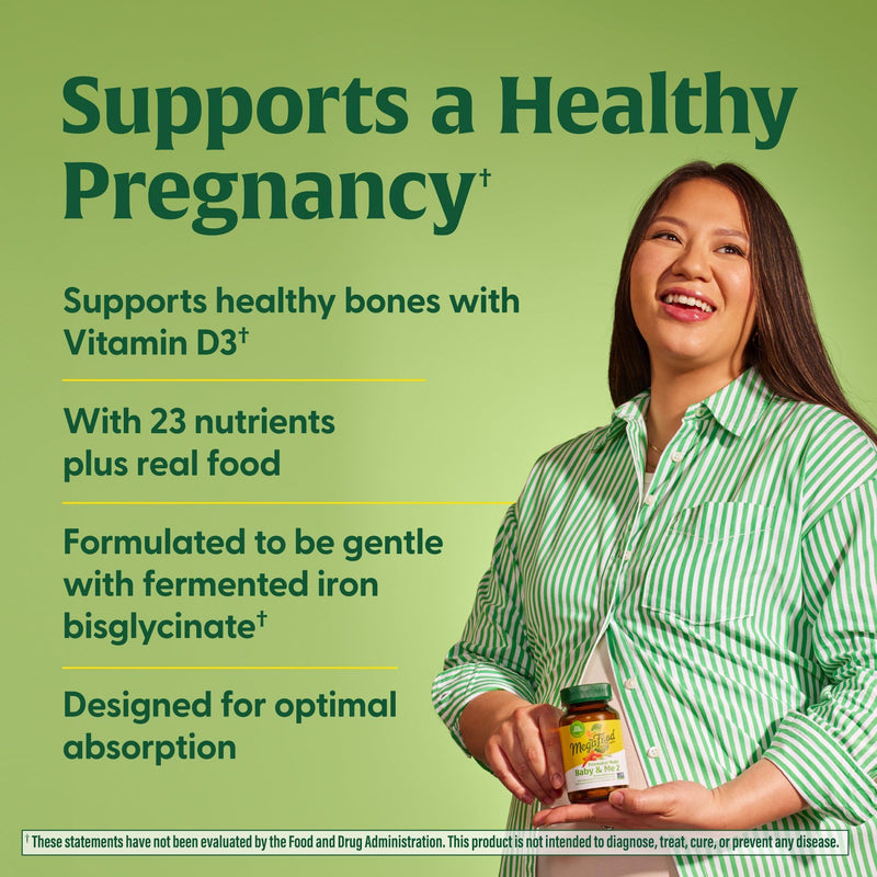 MegaFood Baby & Me 2 Prenatal Vitamins – Folate, Choline, Iron & Vitamin D | 120 Tabs (60 Servings)