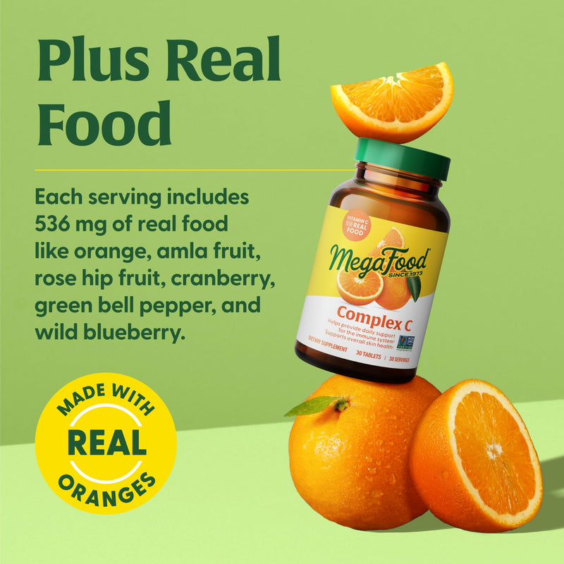 MegaFood Complex C – Vegan Vitamin C with Real Food Ingredients | Gluten-Free, 180 Tablets