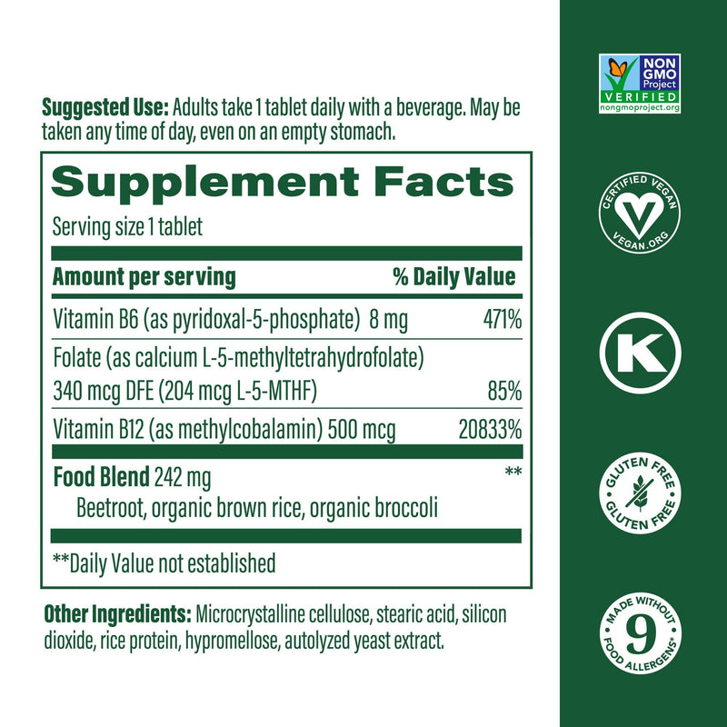MegaFood Methyl B12 – Vegan with Methyl Folate (90 Tablets) | Energy & Nervous System Support