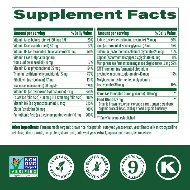 MegaFood One Daily Iron Free Multivitamin – Real Food, Vegetarian, Non-GMO