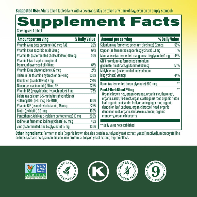 MegaFood One Daily Men's Multivitamin – Energy Metabolism, Immune Support, Vitamin D3 & B12 – Vegetarian & Gluten Free – 90 Tablets
