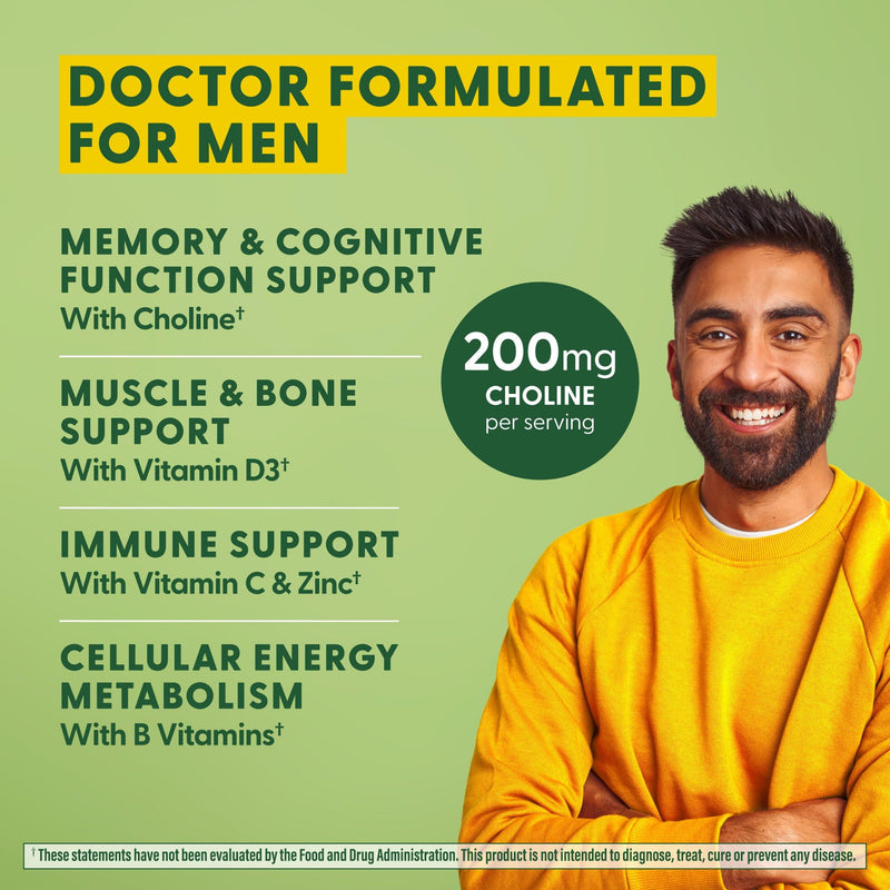 MegaFood Men's Advanced Multivitamin – Doctor-Formulated with Choline, B12, D, C & Zinc – Non-GMO, Vegetarian – 60 Tabs (30 Servings)