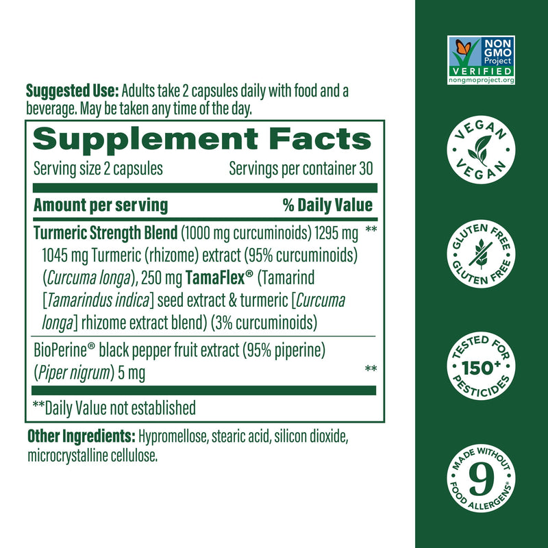 MegaFood Fast-Acting Turmeric Supplement - Clinically Studied Joint Support, 1000 mg Curcuminoids, 60 Capsules