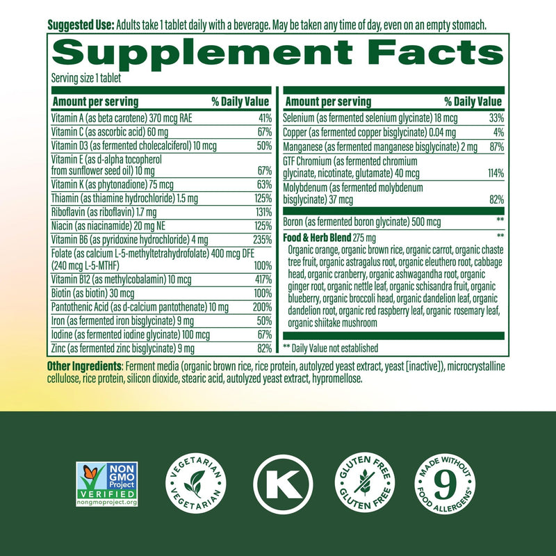 MegaFood Womens Multivitamin One Daily – Vegetarian, Gluten-Free, Iron, Vitamin C & D3, 60 Tablets