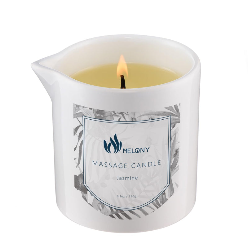 MELONY Aromatherapy Massage Candle – Jasmine Body Oil, Low-Temp, 8.1OZ