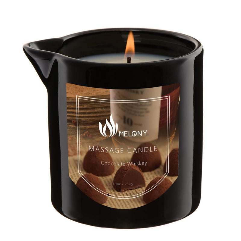 MELONY Massage Oil Candle | 4-in-1 Relaxation | Natural Soy Wax 8.1oz Chocolate Whiskey