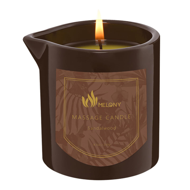 MELONY Massage Oil Candle – 8.1 oz Sandalwood | Home Spa & Gift
