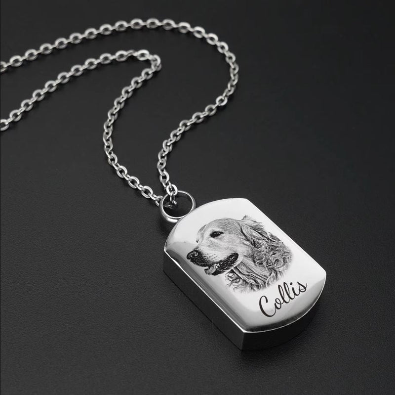 Pet Memorial Necklace - Custom Photo Pendant & Cremation Ashes Jewellery