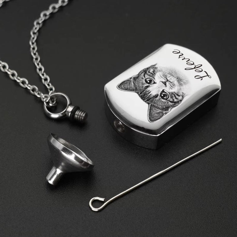 Pet Memorial Necklace - Custom Photo Pendant & Cremation Ashes Jewellery
