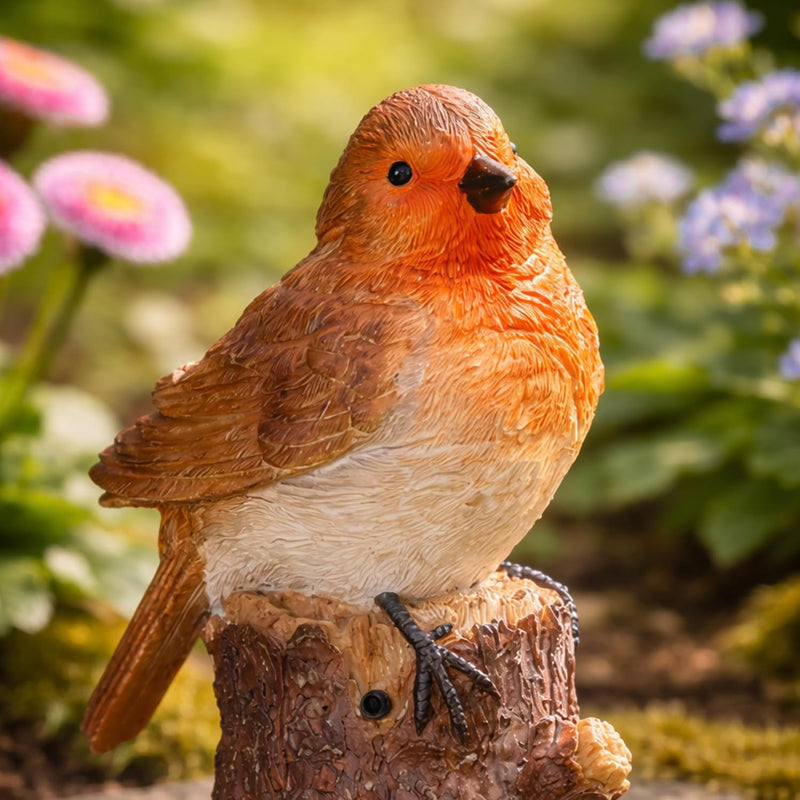 Solar Singing Robin Garden Ornament with Bird Sound