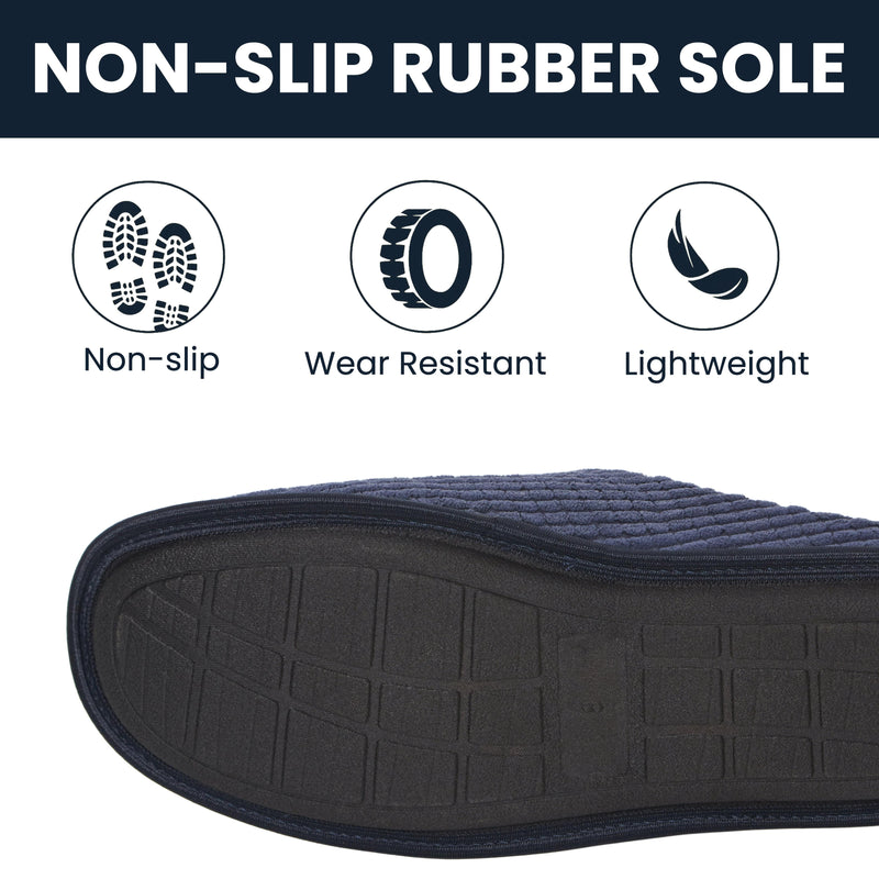 Men's Corduroy Slip On Indoor House Shoes Non Slip Sole Memory Foam Warm Thermal Lined Easy Care Slipper Pair by Sock Stack