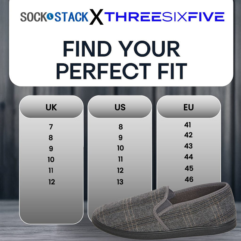 Men’s Checked Slippers Memory Foam Cushioned Soft Lining Warm Thermal Slip On House Shoes Pair for Indoor Use by Sock Stack