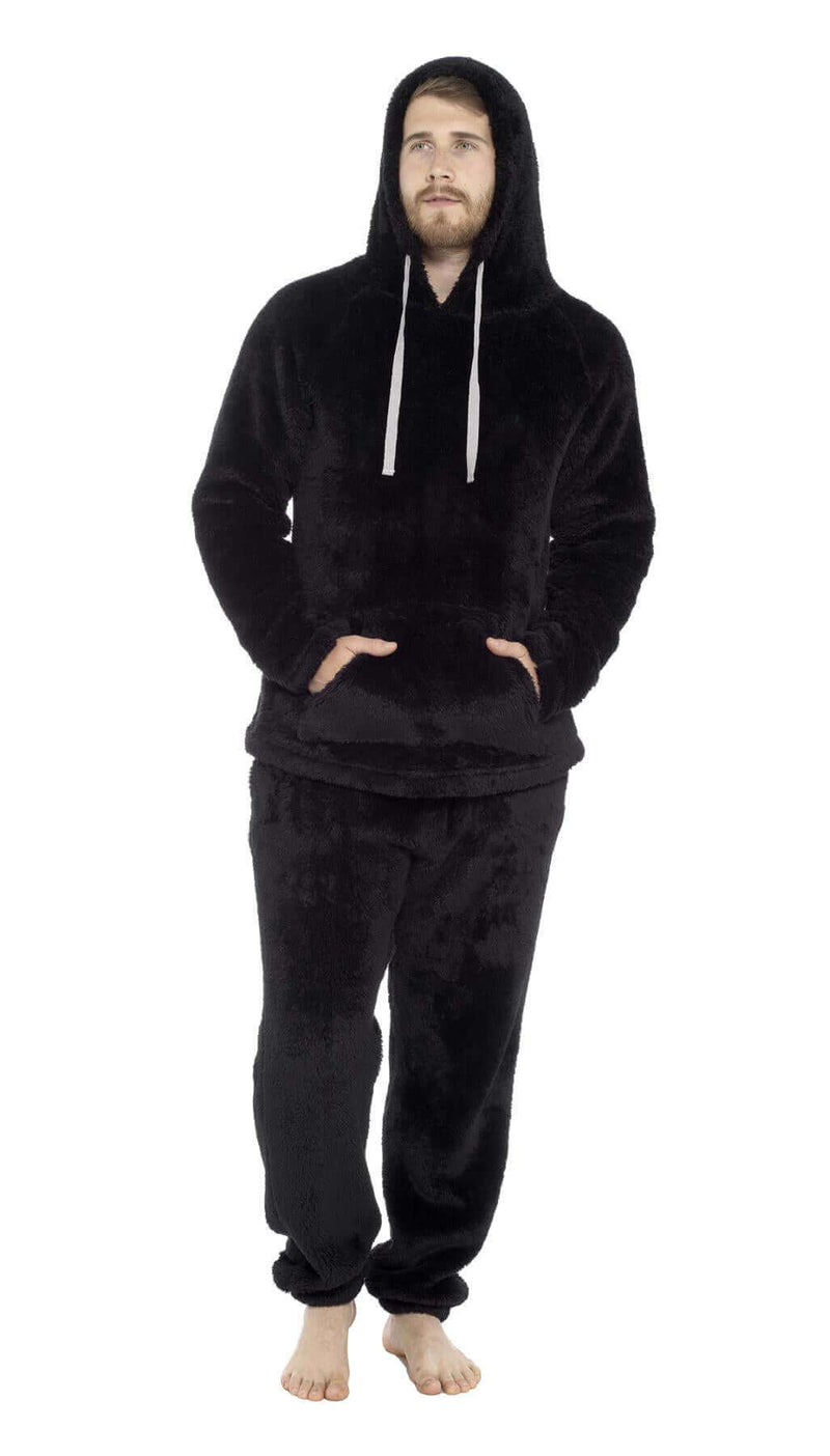 Men's Ultra-Soft Fleece Hooded Thermal Pyjama Set with Elastic Waist Cozy Loungewear Perfect for Winter and Indoor Relaxation by Toro Rocco