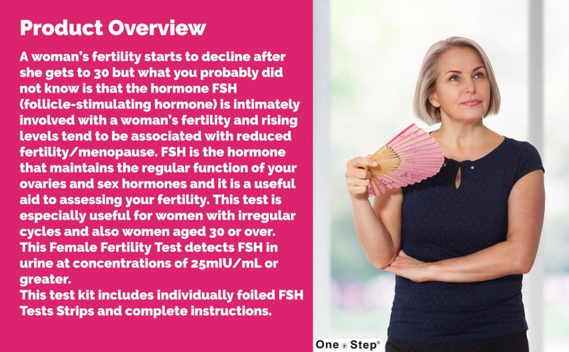 One Step Female FSH Test Strips – 5 Test Pack for Perimenopause & Menopause | Home Urine Test