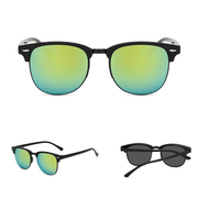 Mens Black Horn Rimmed Half Frame Polarised Driving Fishing Sunglasses UV400 - InStock