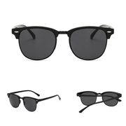 Mens Black Horn Rimmed Half Frame Polarised Driving Fishing Sunglasses UV400 - InStock