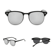 Mens Black Horn Rimmed Half Frame Polarised Driving Fishing Sunglasses UV400 - InStock
