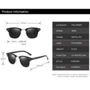 Mens Black Horn Rimmed Half Frame Polarised Driving Fishing Sunglasses UV400 - InStock