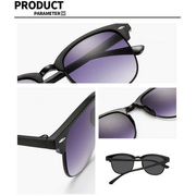 Mens Black Horn Rimmed Half Frame Polarised Driving Fishing Sunglasses UV400 - InStock
