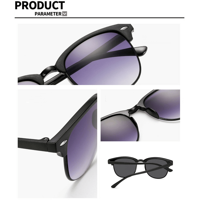 Mens Black Horn Rimmed Half Frame Polarised Driving Fishing Sunglasses UV400 - InStock