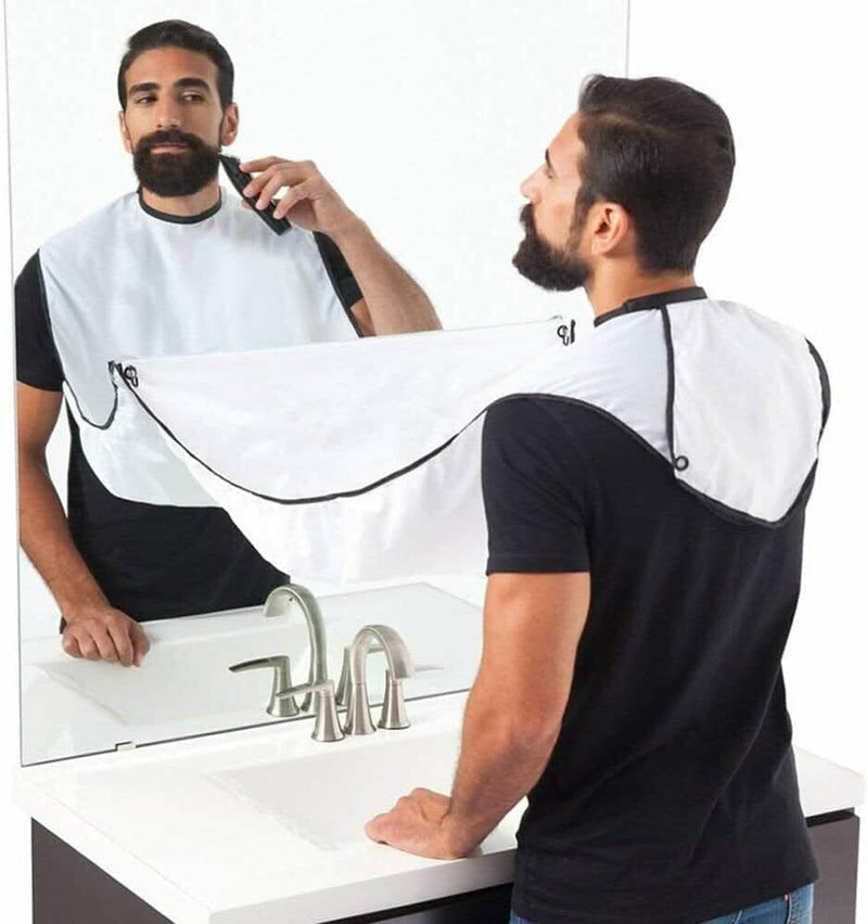 Mens Beard Trimming Bib Waterproof Hair Catcher with Suction Cups