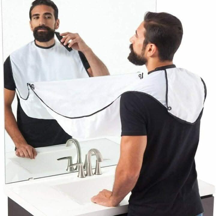 Mens Beard Trimming Bib Waterproof Hair Catcher with Suction Cups