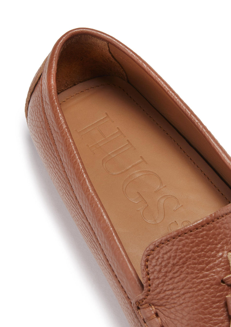 Tasselled Driving Loafers, tan grain leather