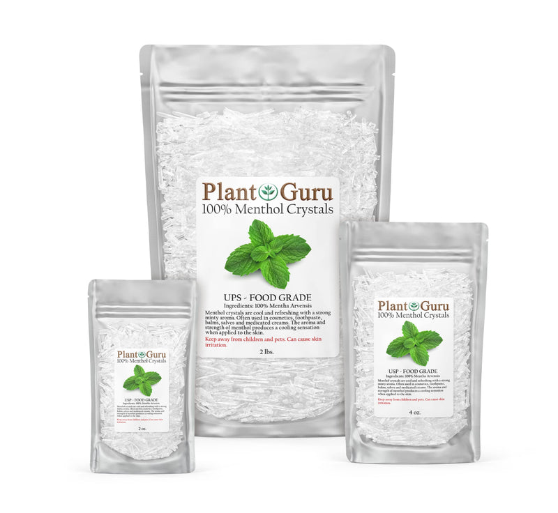 Menthol Crystals 4 oz – Mentha Arvensis 100% Pure Natural USP Food Grade for Cosmetics, Balms, Salves, Creams & Soap Making