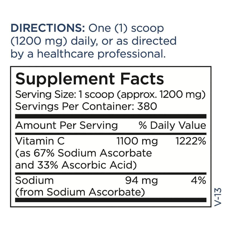 Metabolic Maintenance Pure Vitamin C Powder 1100 mg – Immune Support & Adrenal Health (Gluten Free, 1 lb)