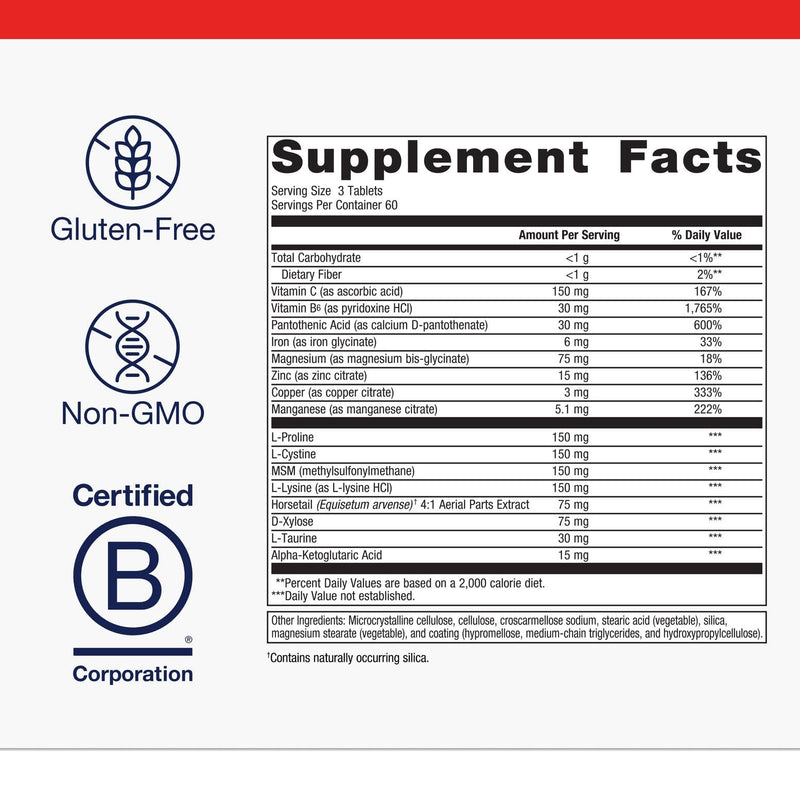 Metagenics Collagenics - Collagen‑Building Nutrients for Joint, Skin & Connective Tissue Support* - with L‑Proline, L‑Lysine, Vitamin C, Manganese & Zinc* - Non‑GMO, Gluten‑Free