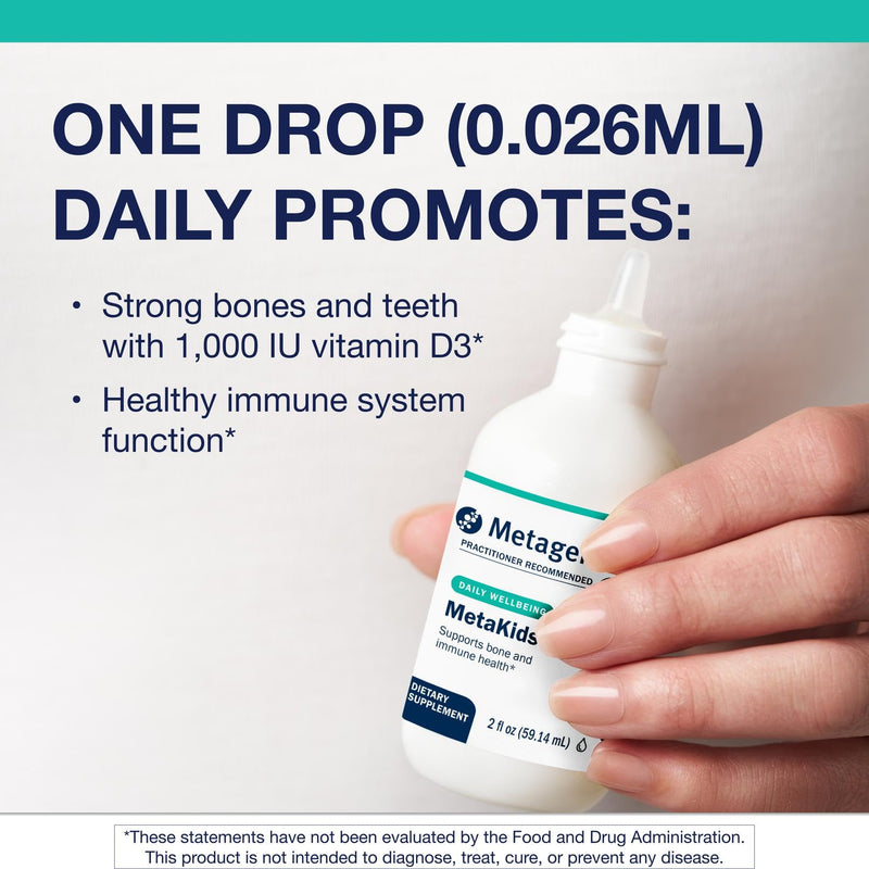 Metagenics MetaKids Vitamin D3 1000 IU Liquid Drops for Kids – Immune & Bone Health