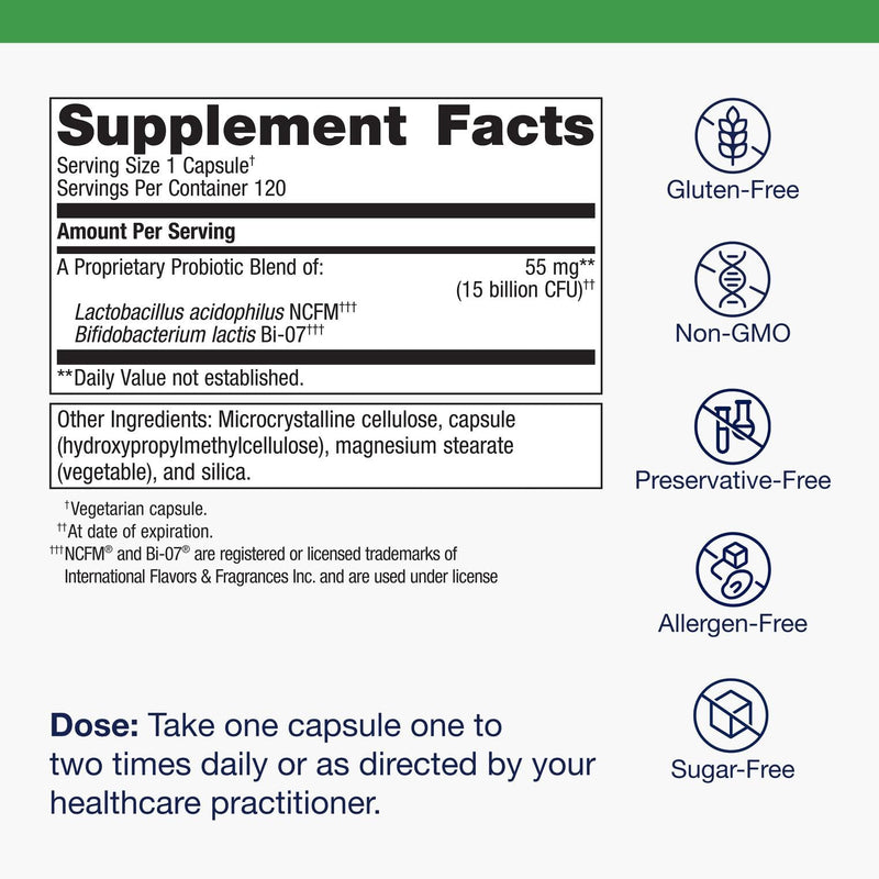 Metagenics UltraFlora Balance Probiotic - Shelf-Stable 15B CFU, 120 Capsules