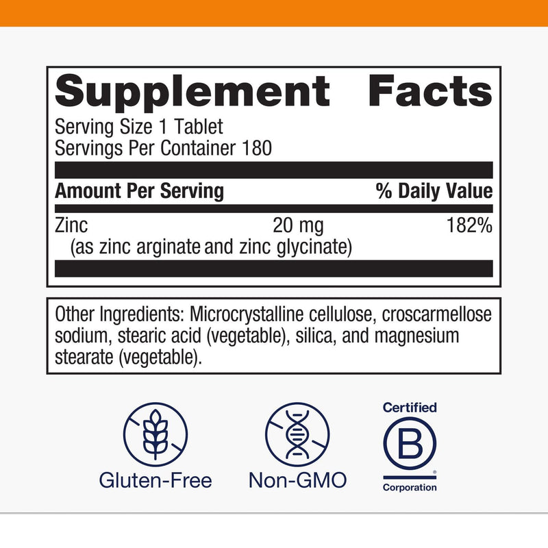 Metagenics Zinc A.G. Chelated Zinc with Arginine & Glycine – Immune, Bone, Skin Support | 180 Tablets