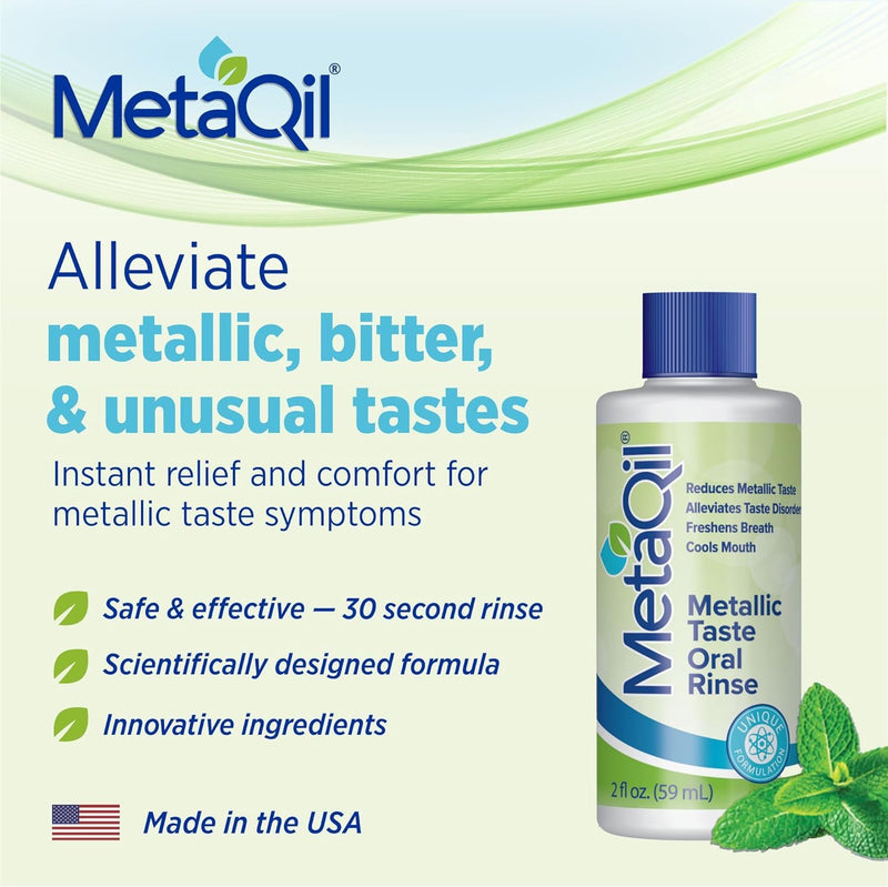 MetaQil Oral Rinse – Relieve Metallic & Bitter Tastes, 8 Core Ingredients, 2 Fl Oz