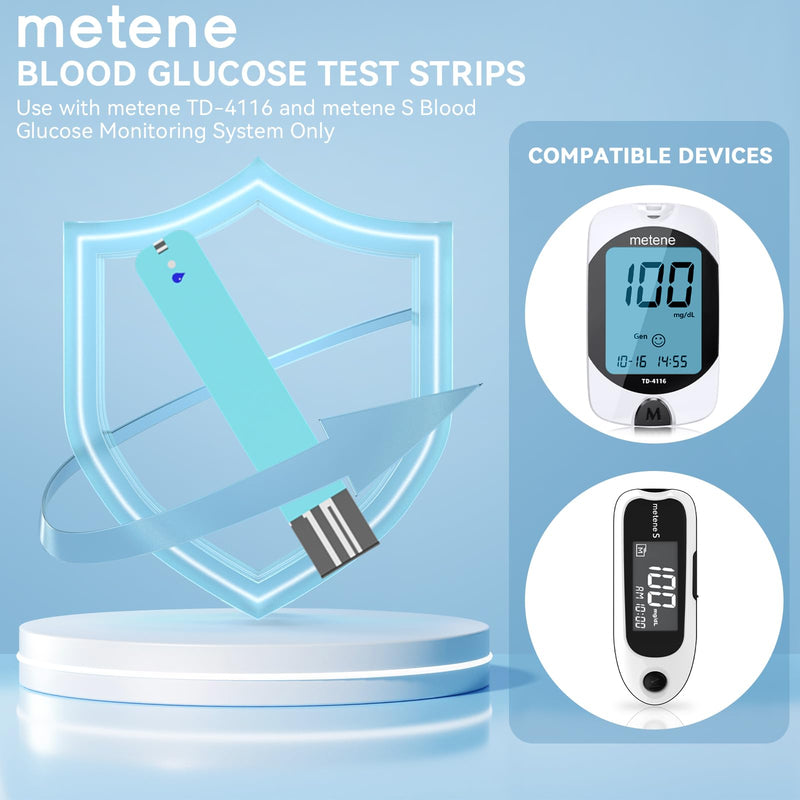 Metene TD-4116 Blood Glucose Test Strips - 100 Count for TD-4116 & S Meters