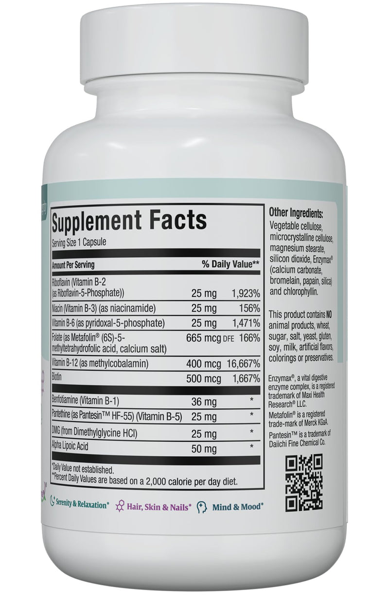 Stress B Complex – Methyl-B Supreme with Methylated B12, B6 & Folate | Kosher Vegan 60 Caps