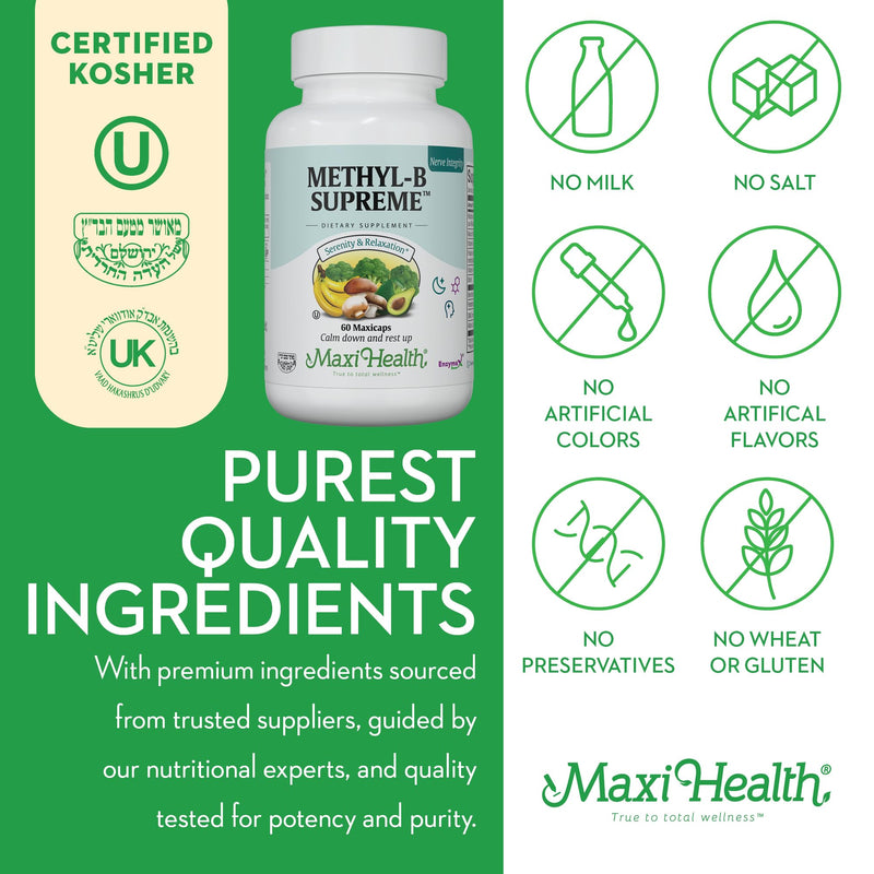 Stress B Complex – Methyl-B Supreme with Methylated B12, B6 & Folate | Kosher Vegan 60 Caps