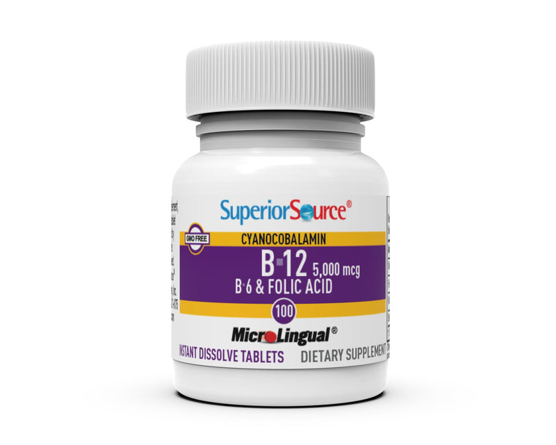 Superior Source NO SHOT Advanced B-12 B-6 Folic Acid 2000 mcg | MicroLingual Sublingual Tablets 60 Count