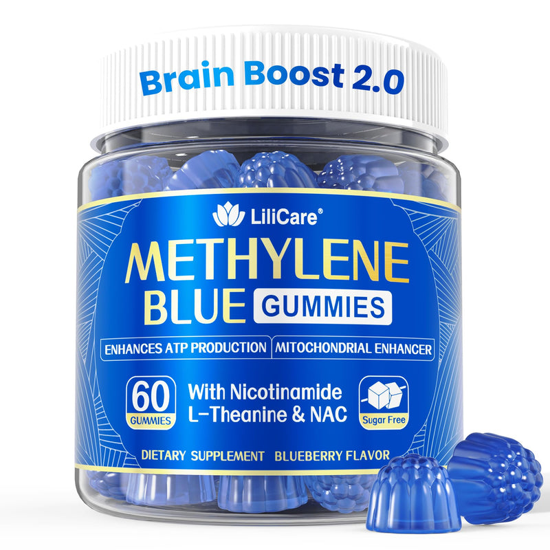 Methylene Blue Gummies for Humans | High-Potency Brain Booster & Antioxidant - Vegan 60 Count