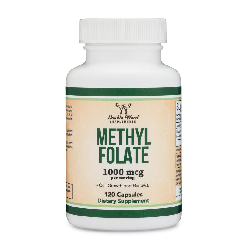 Methylfolate 1,000mcg, 120 Capsules – Pack of 2 | Double Wood – Third-Party Tested, Non-GMO, Vegan