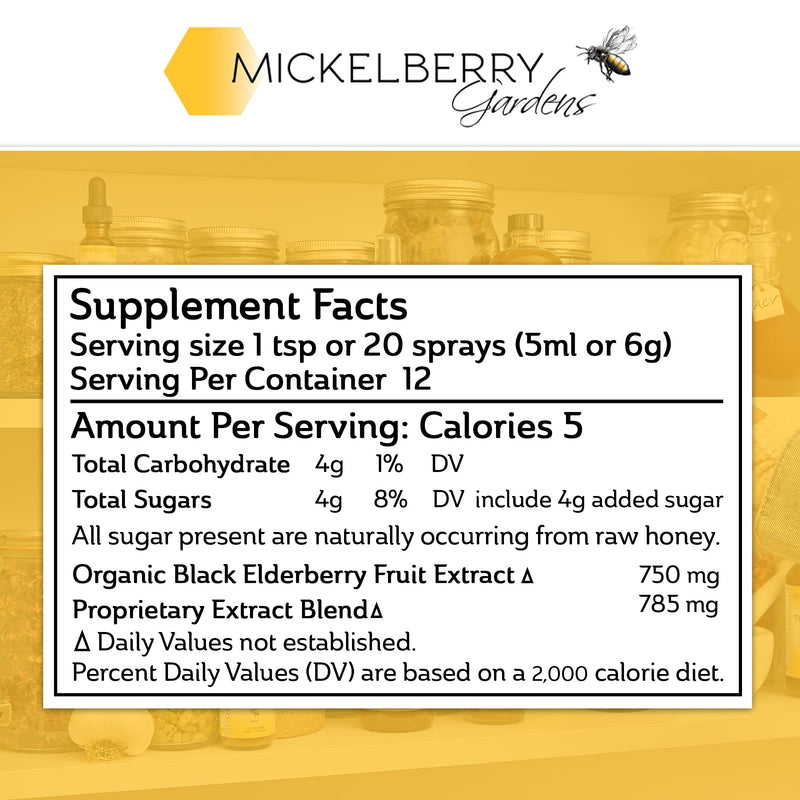 Mickelberry Gardens Elderberry Honey Tonic Sambucus Syrup – Immune Support (8 oz)