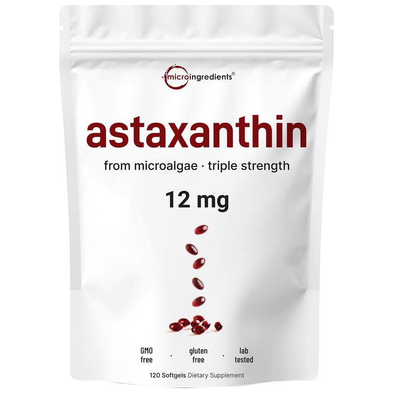 Micro Ingredients Astaxanthin 12mg – 120 Softgels (4 Month Supply) – Non-GMO, Soy Free