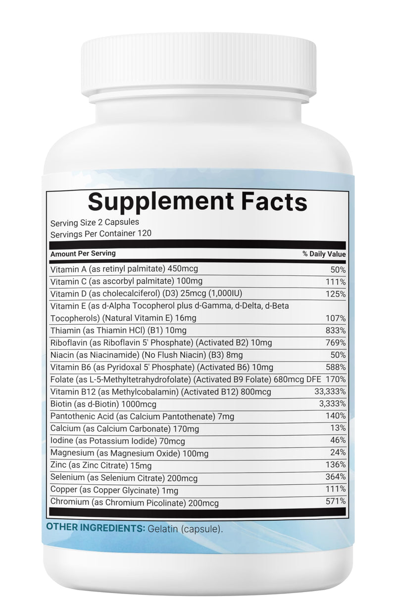 Micro Ingredients 2 Pack Pure Methylated Multivitamin – 19-in-1, 480 Capsules