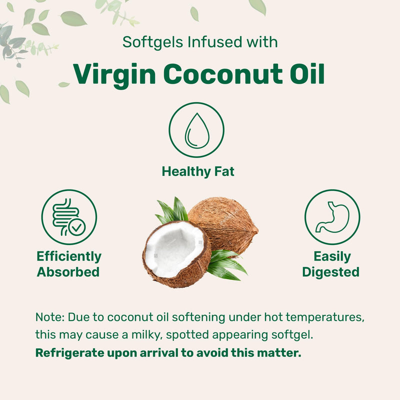 Biotin 10,000mcg + Hyaluronic Acid 25mg Softgels | Virgin Coconut Oil 365-Count